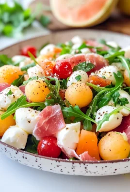Insalata di melone con prosciutto mozzarella e rucola