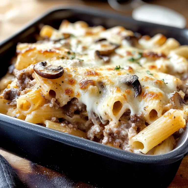 Pasta al forno con funghi e salsiccia