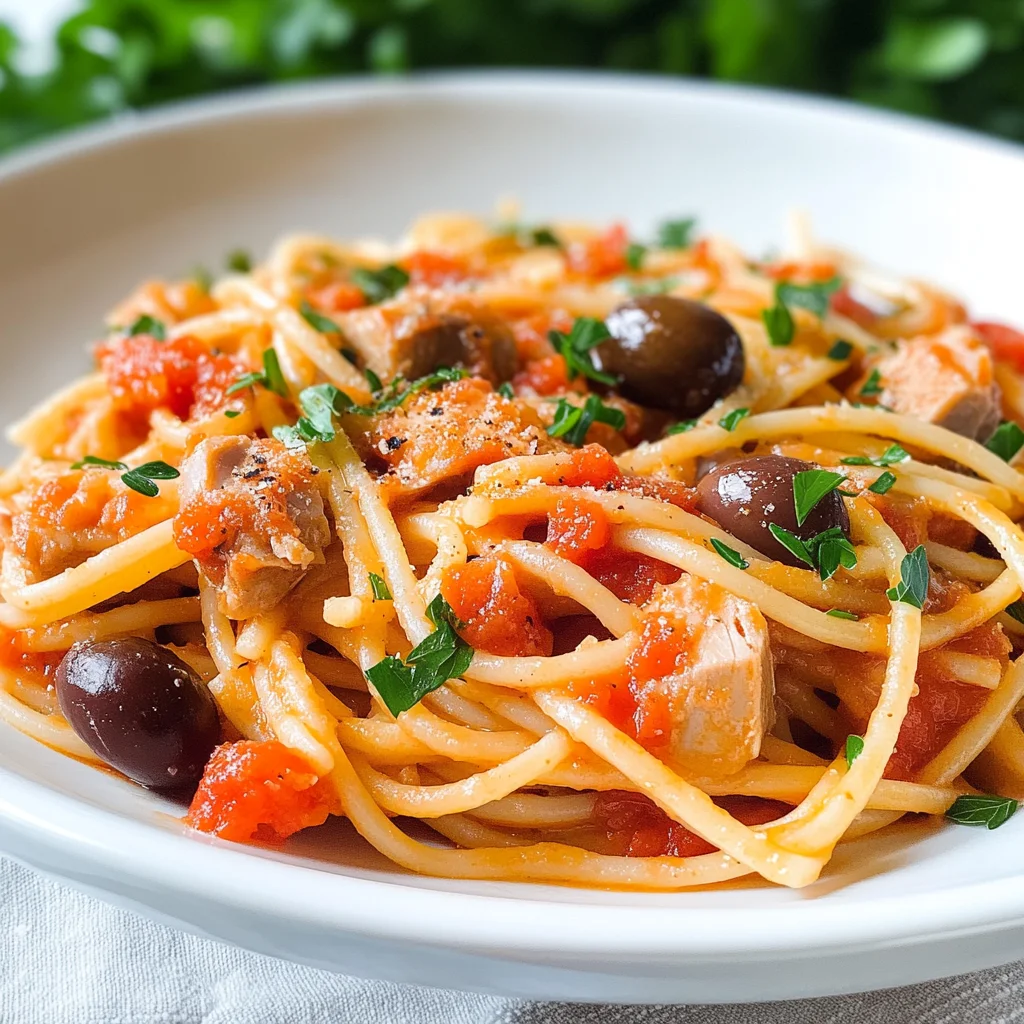 Pasta con tonno e olive