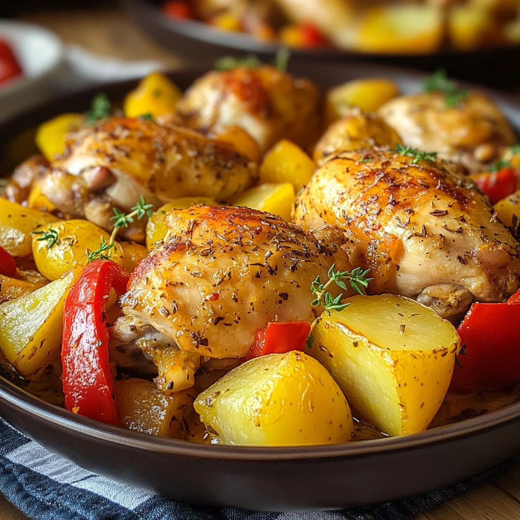 Pollo arrosto patate e peperoni