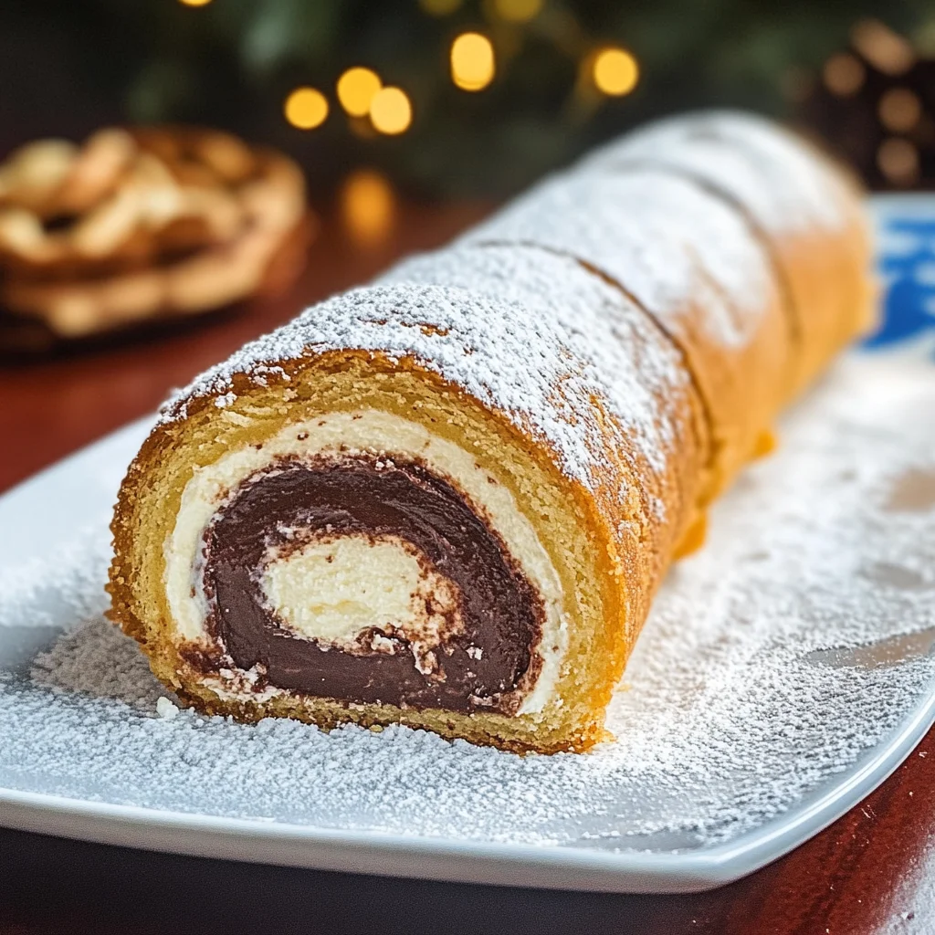 Rotolo di pandoro con nutella