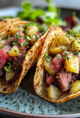 Mini tacos di scamone e panzanella