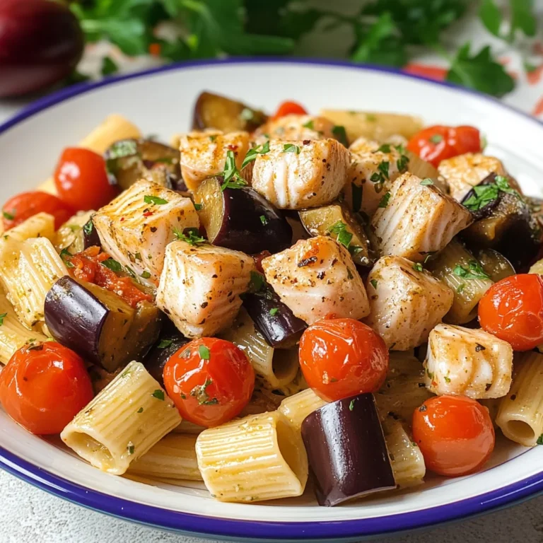 Pasta con melanzane e pesce spada