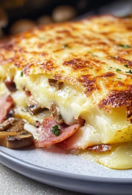 Schiacciata di patate con prosciutto e funghi