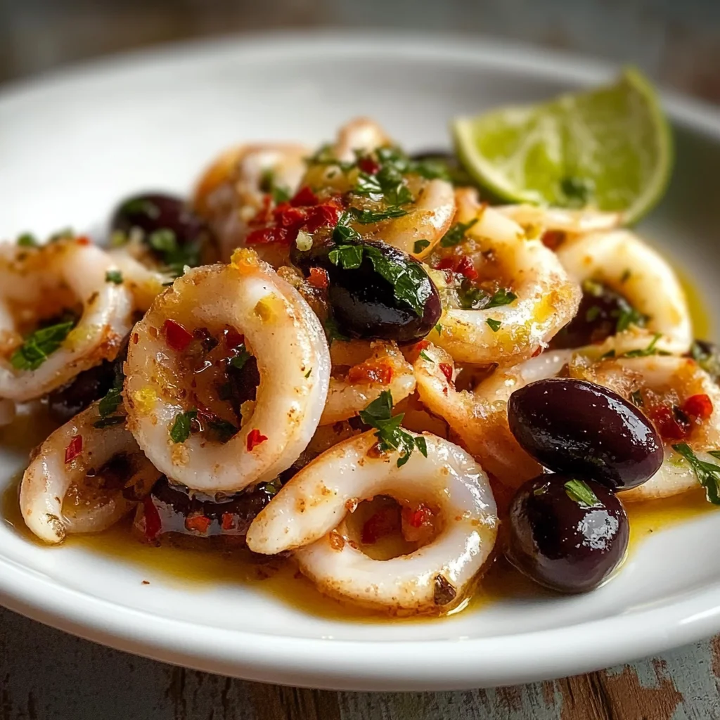 Calamari con olive e lime