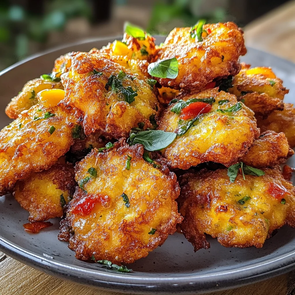 Frittelle con peperoni e basilico