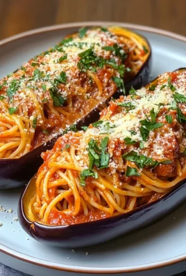 Spaghetti in barchette di melanzana