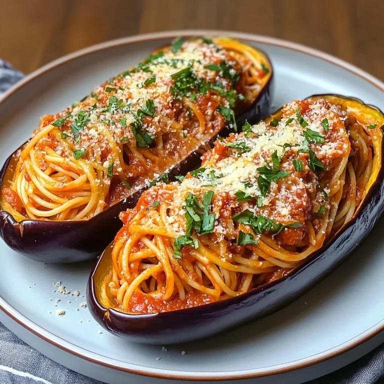 Spaghetti in barchette di melanzana