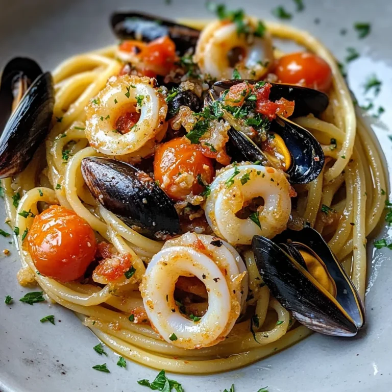 Spaghettone con cozze e calamari