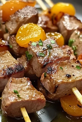 Spiedini di vitello e albicocche