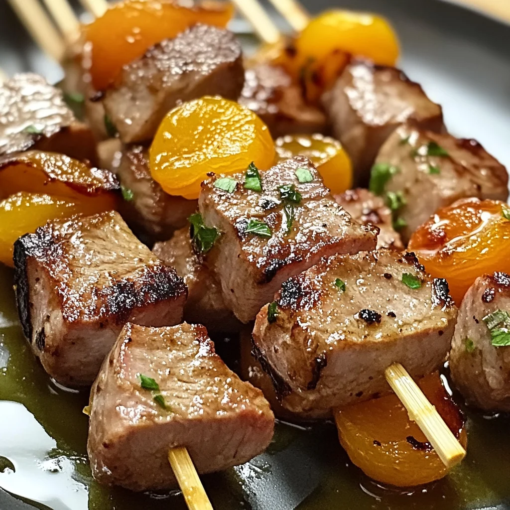Spiedini di vitello e albicocche