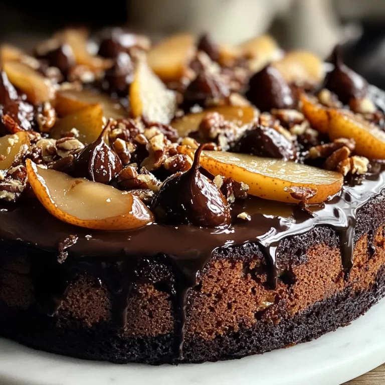 Torta cioccolato, frutta secca e pere