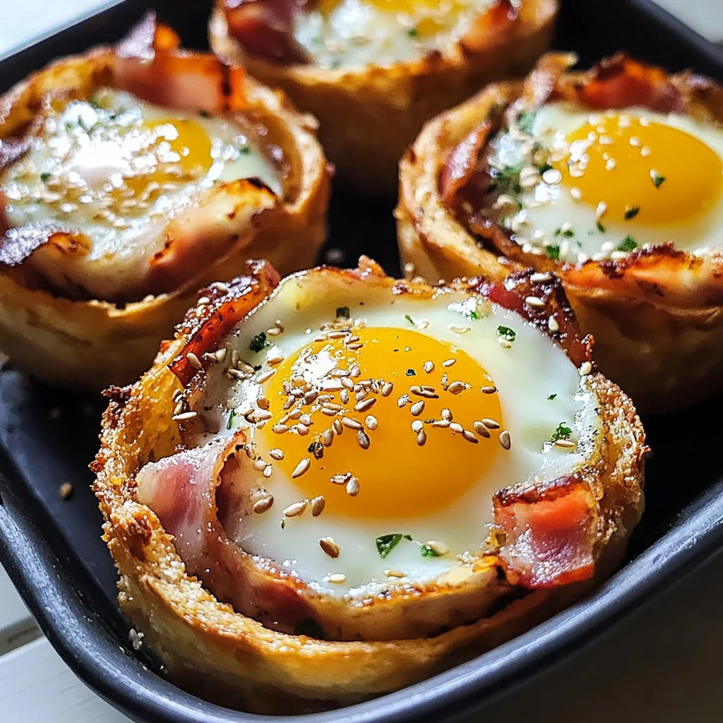 Cestini uova pancetta e formaggio