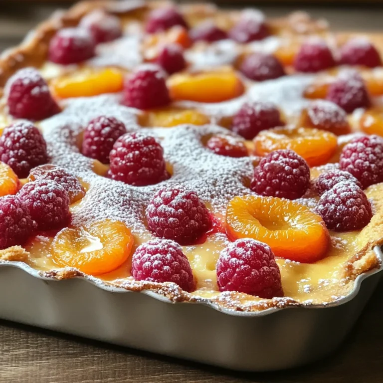 Clafoutis di albicocche e lamponi
