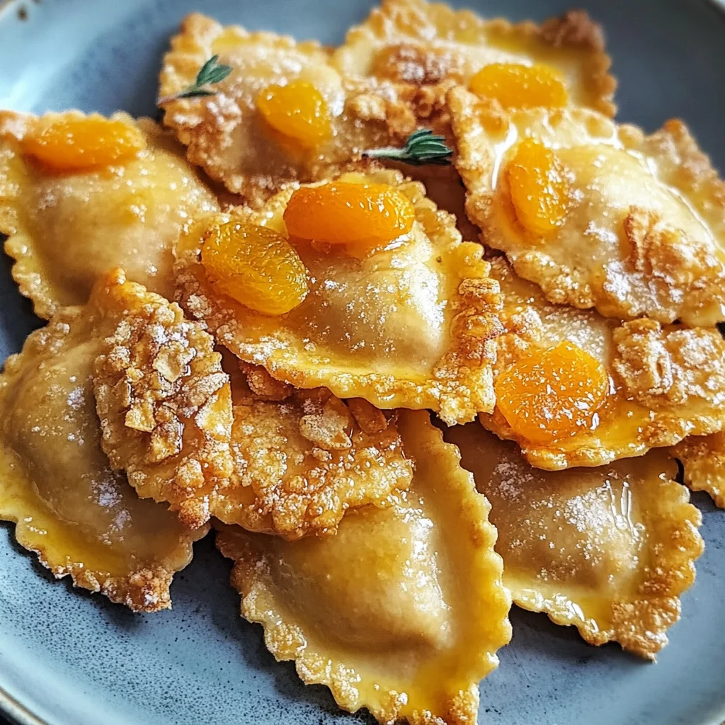 Ravioli con albicocche e mais