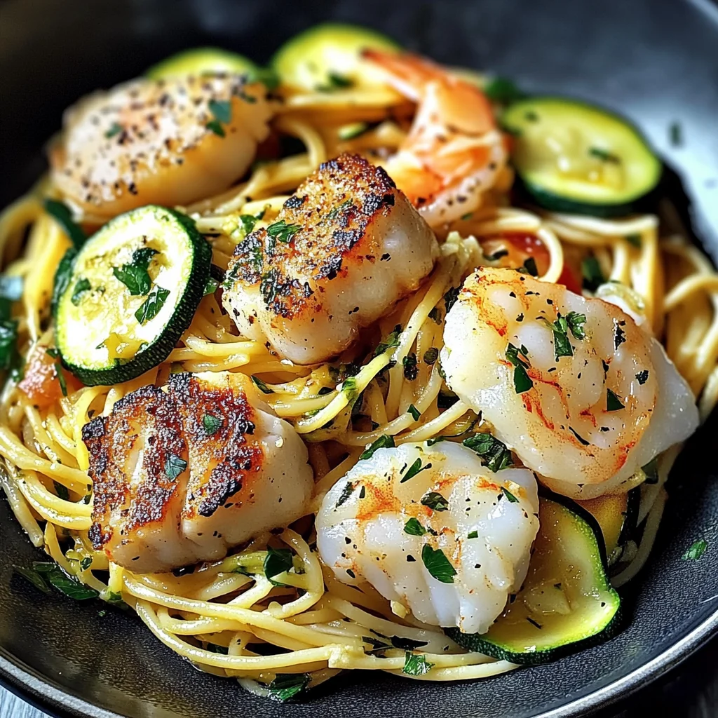 Spaghetti con pesce e zucchine