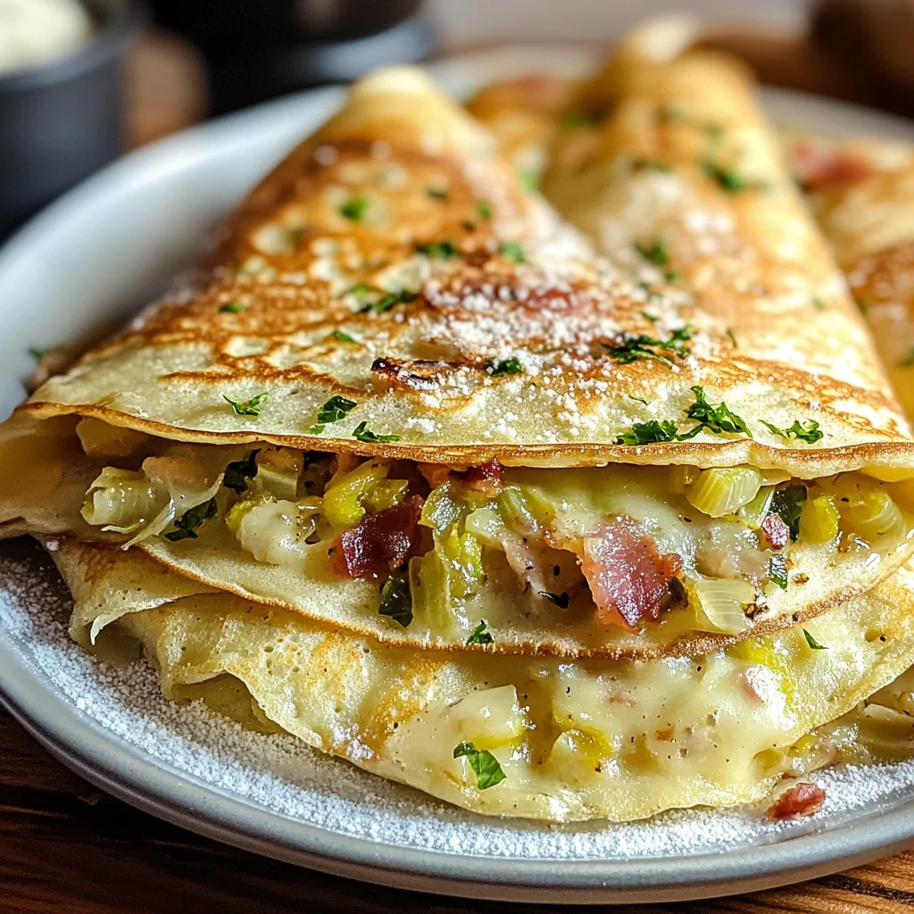 Crepes porri pancetta pecorino