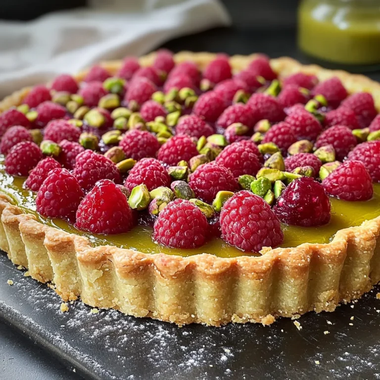 Crostata frangipane pistacchio lamponi