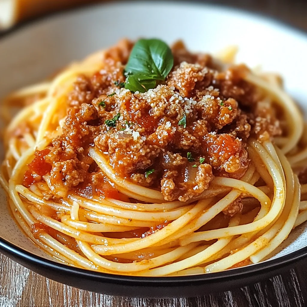 Spaghetti con tonno bolognese