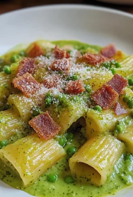 Paccheri crema piselli speck