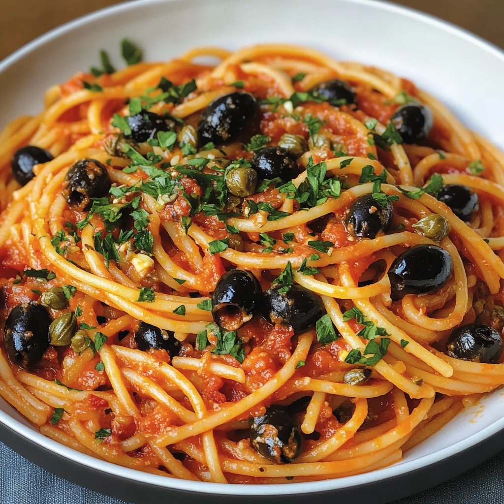 Spaghetti gustosi con olive nere