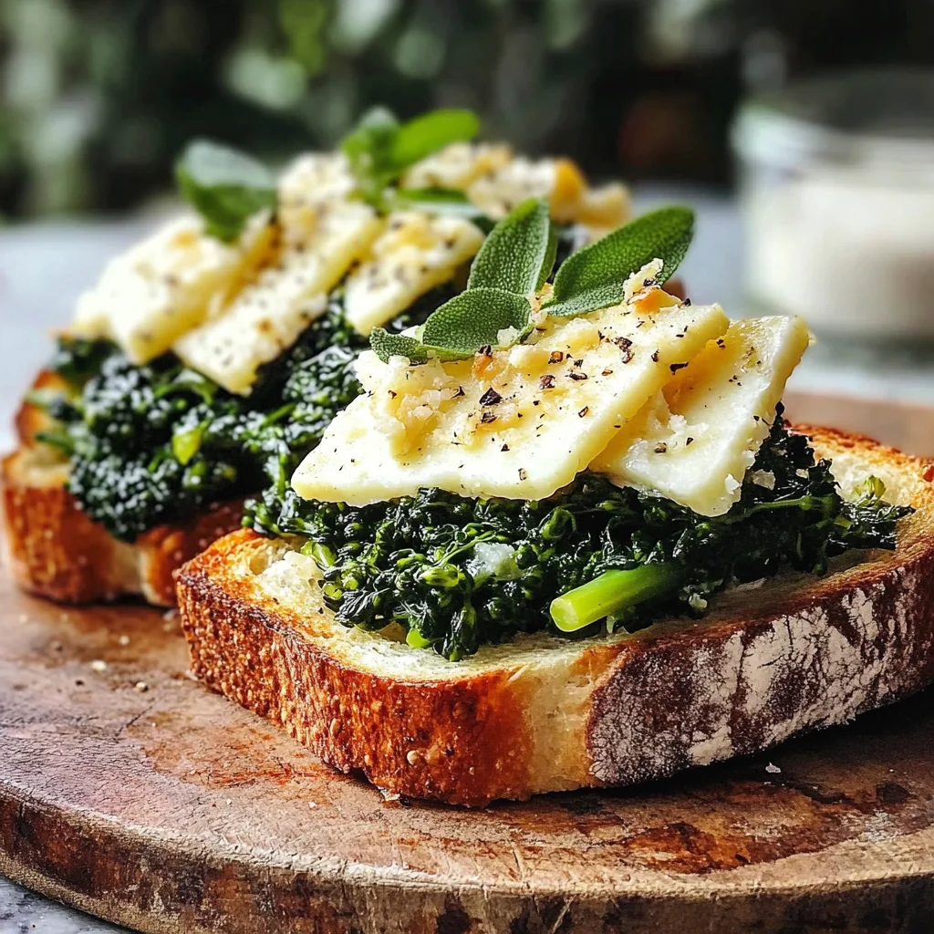 Toast con cime di rapa e pecorino