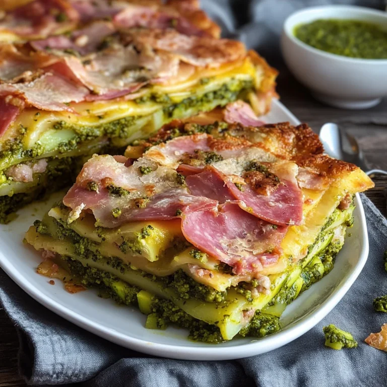 Lasagne di pane carasau con pesto di zucchine e mortadella