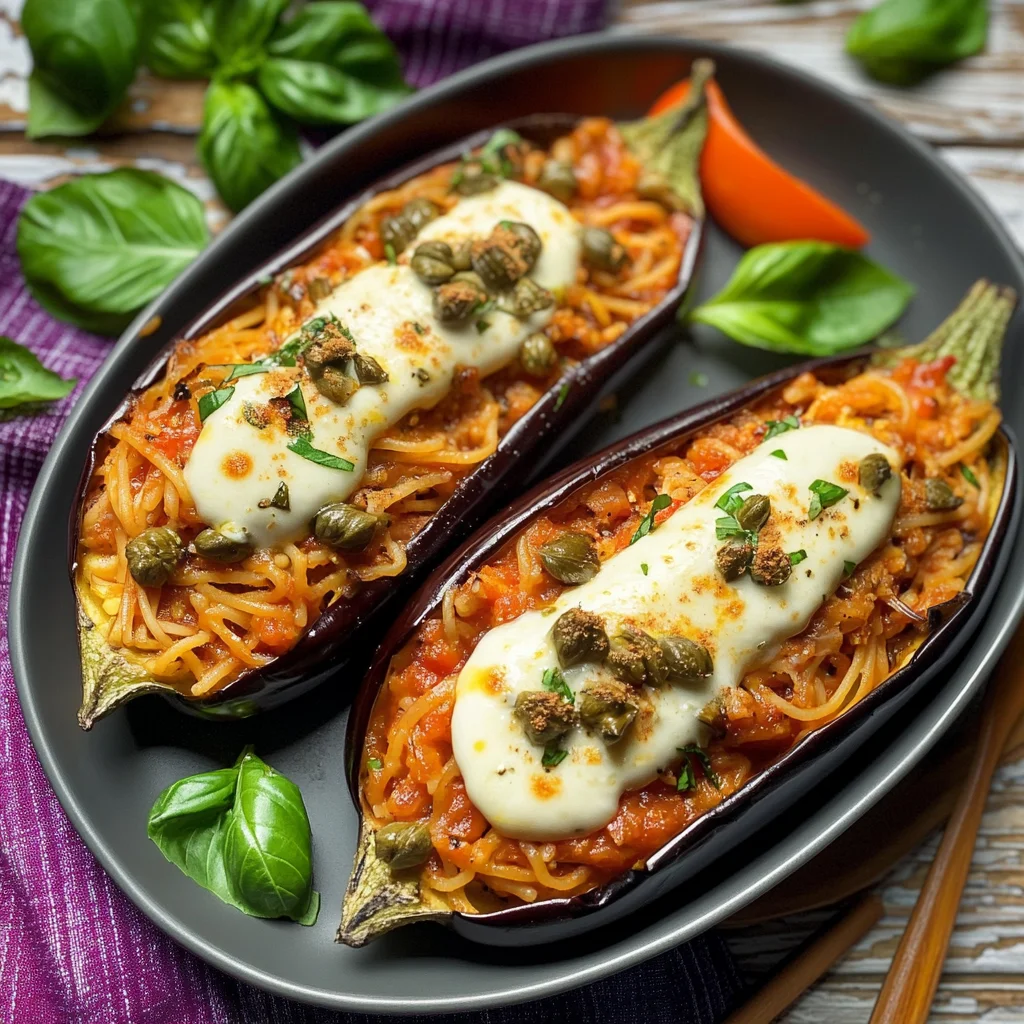 Melanzane ripiene di linguine e fior di latte