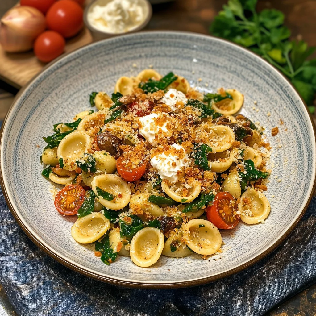 Orecchiette con cime di rapa, colatura di alici e pomodoro