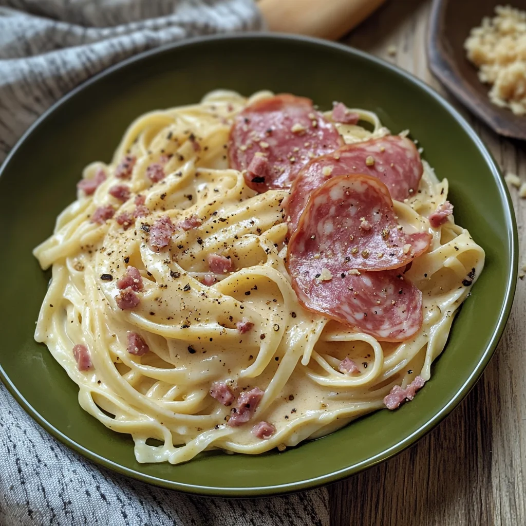 Pasta cremosa con fonduta e mortadella