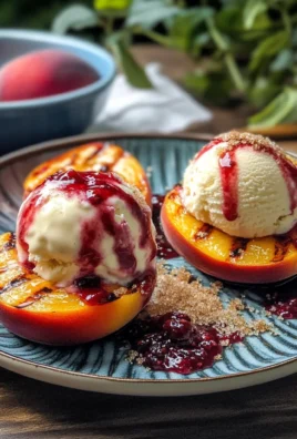 Pesche grigliate con gelato