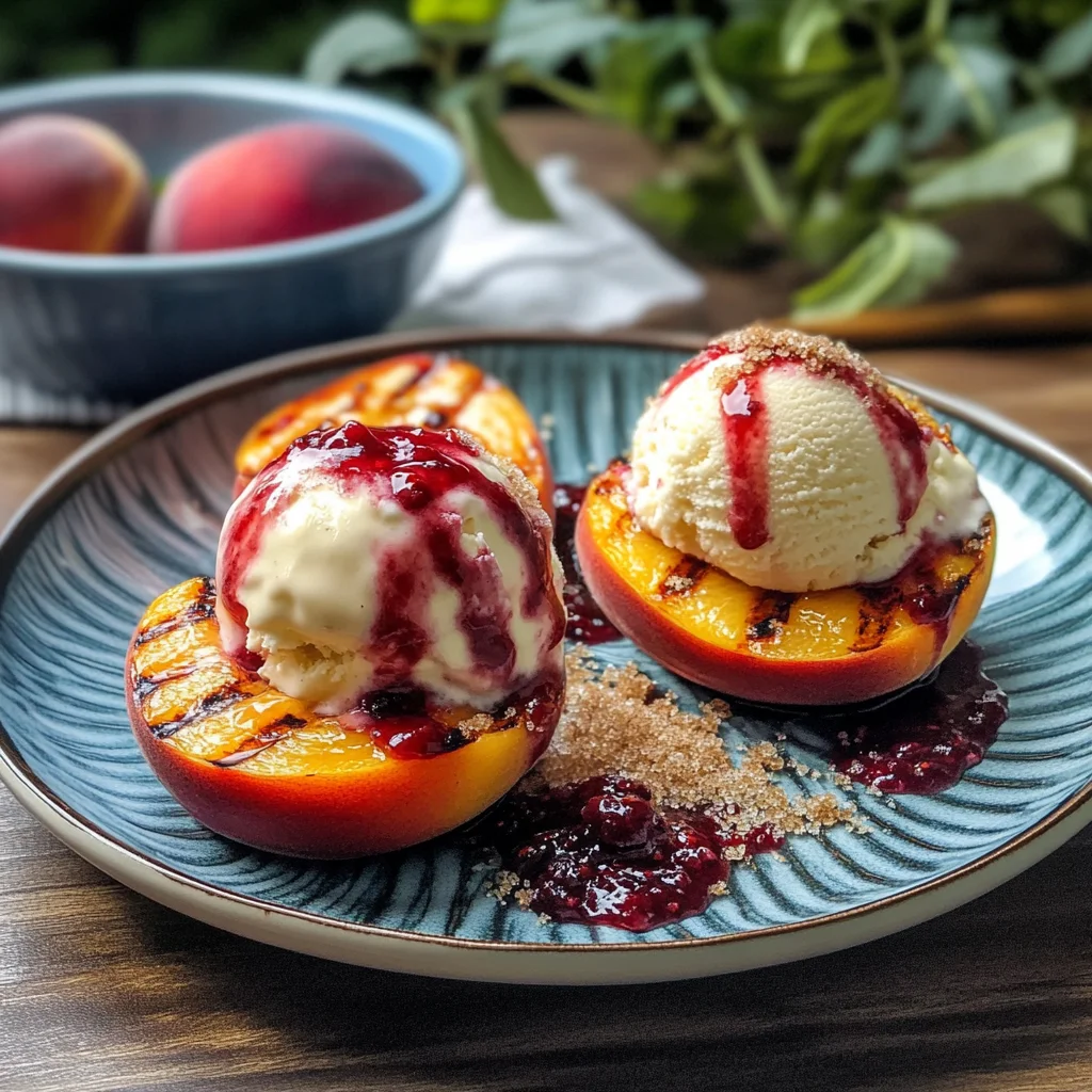Pesche grigliate con gelato