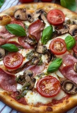 Pizza gourmet con carne salada e pomodoro