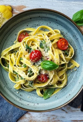 Tagliatelle al basilico con salsa al limone