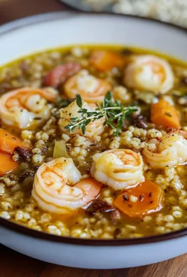 Zuppa di cereali e gamberi