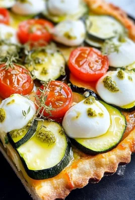 Crostata morbida con mozzarella, verdure e gocce di pesto