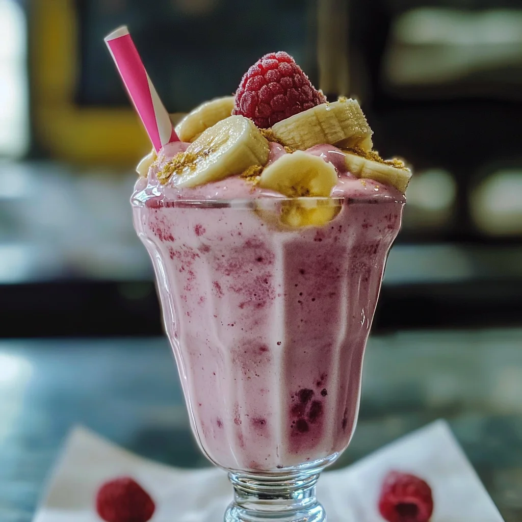 Frappè di banane e lamponi
