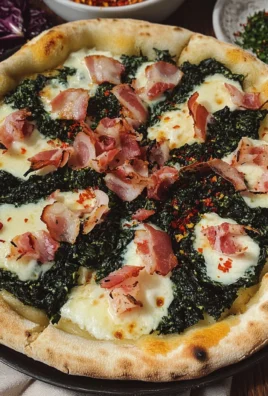 Pizza gourmet con pancetta al pepe e cavolo nero