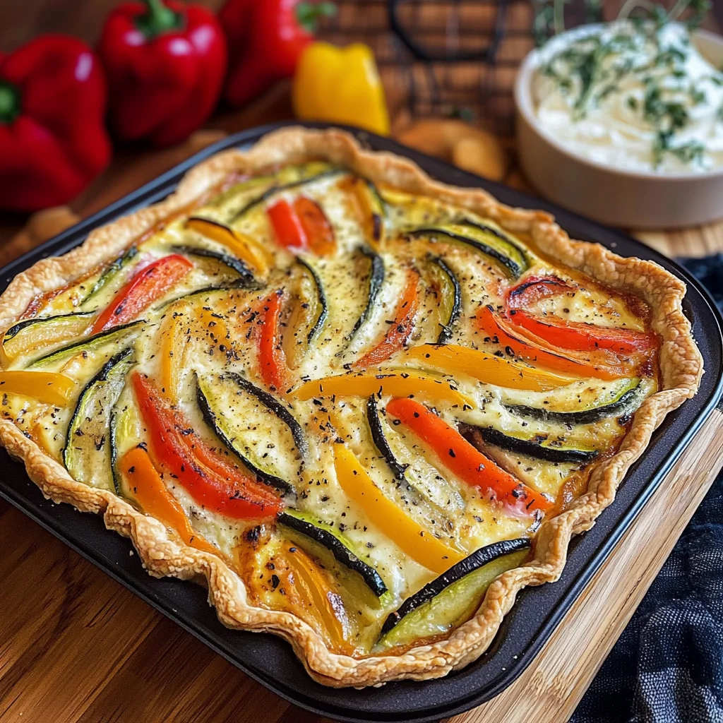 Quiche con salmone e verdure grigliate