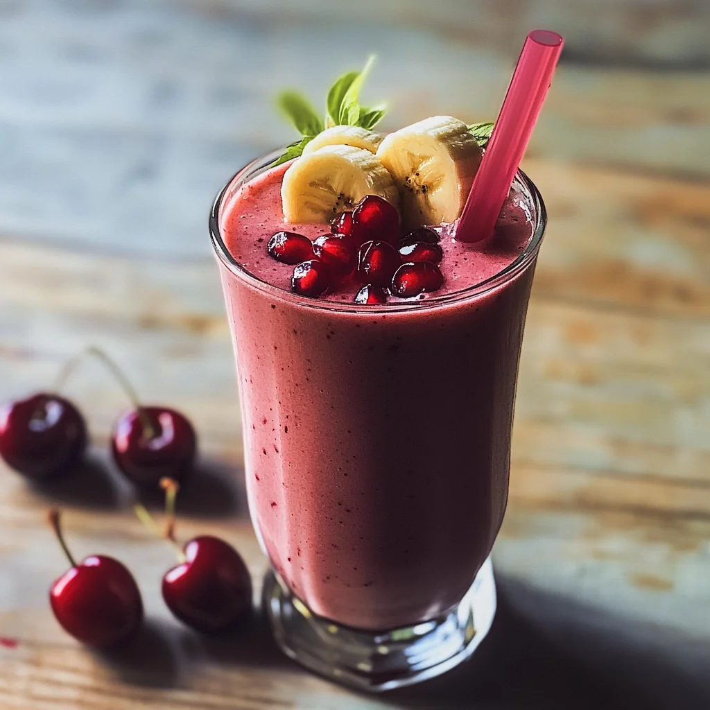 Smoothie di ciliegia, banana e succo di melograno