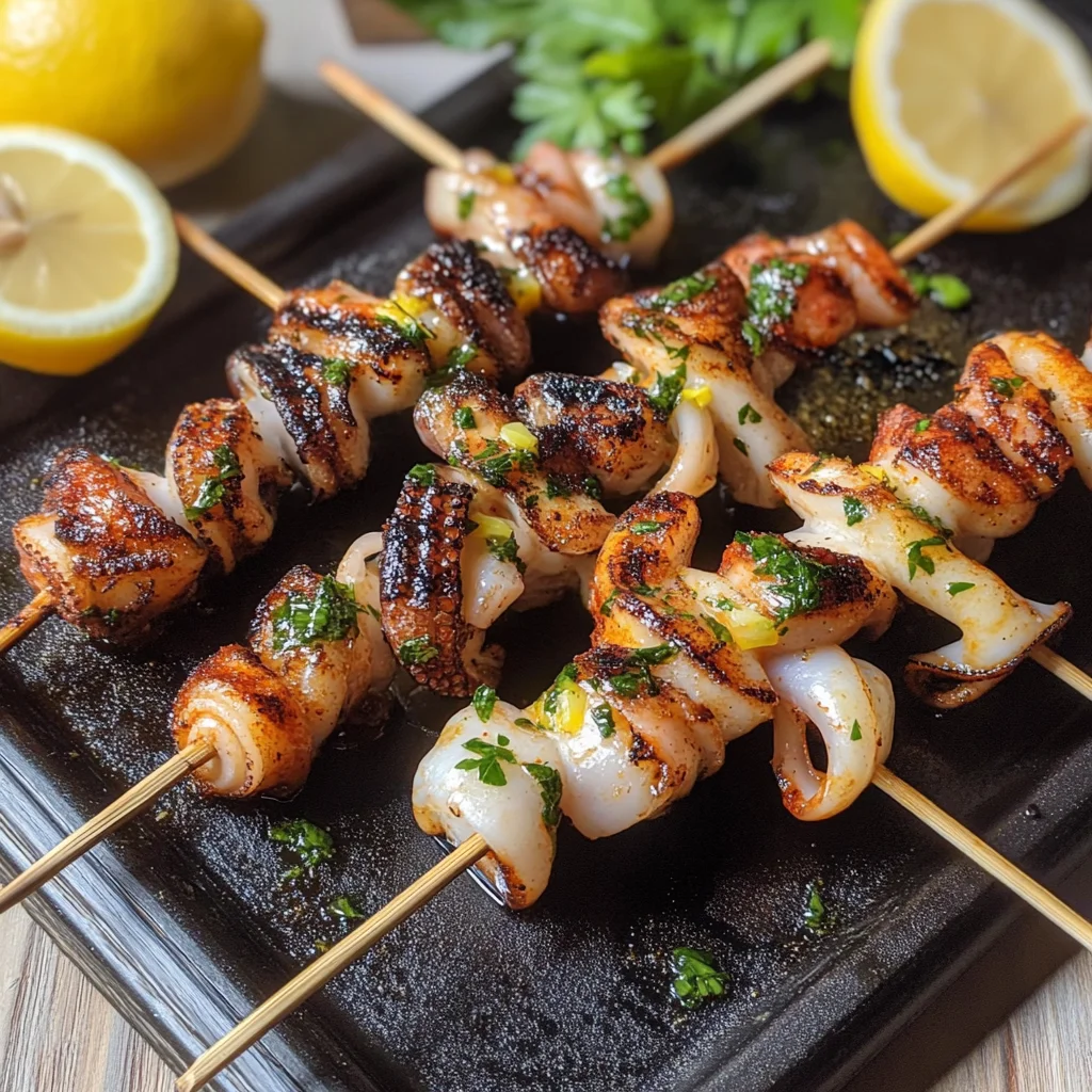 Spiedini di polpo e calamari