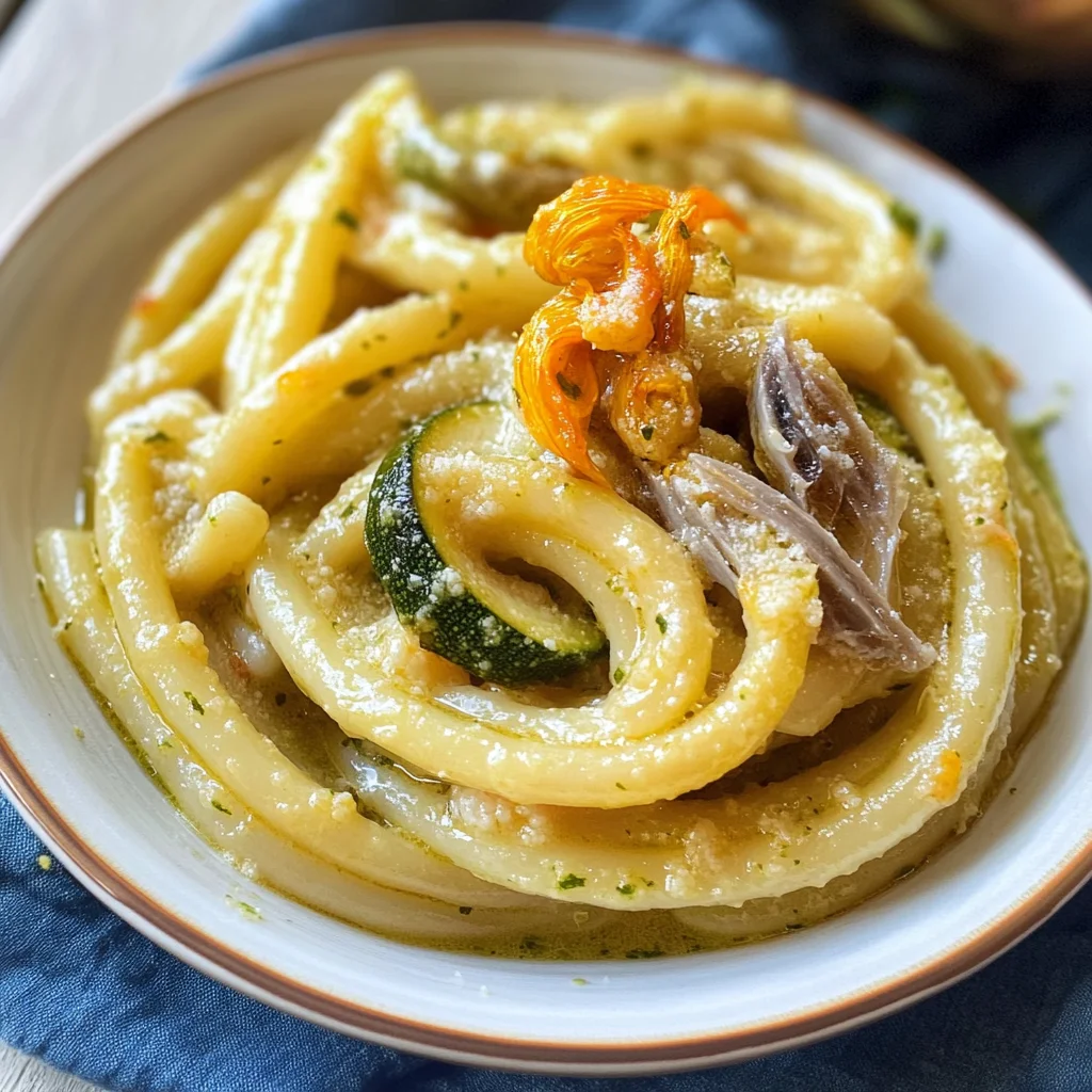 Pasta con fiori di zucca (cremosa, veloce, gourmet)