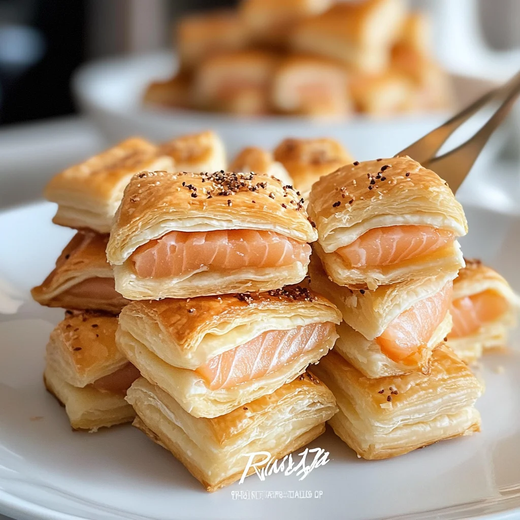 Stuzzichini al salmone con pasta sfoglia (100 pezzi in 5 minuti!)