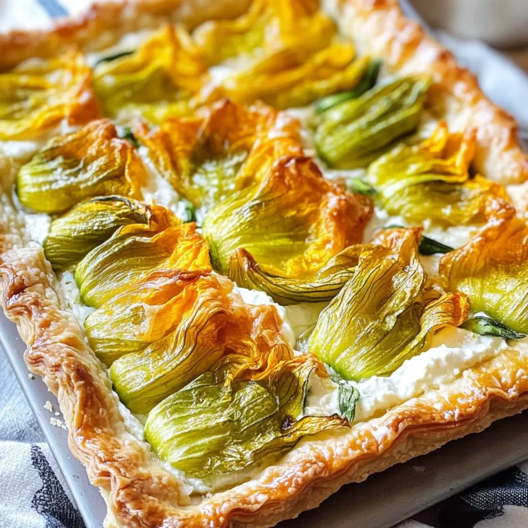 Torta salata con fiori di zucca (12 minuti in forno!)